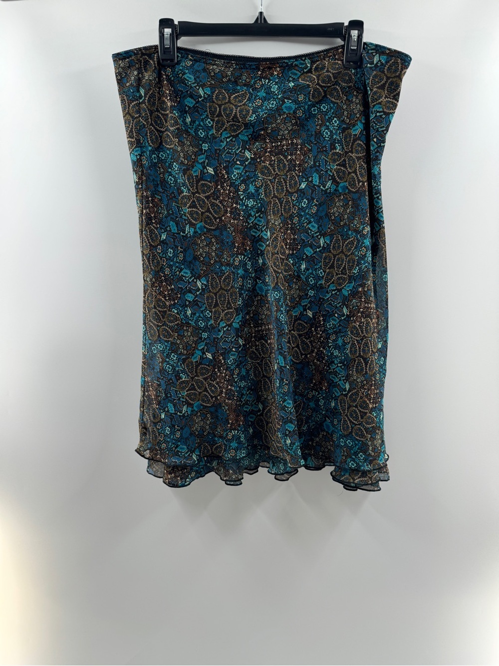 Briggs New York Blue Patterned Midi Skirt Women's Large
